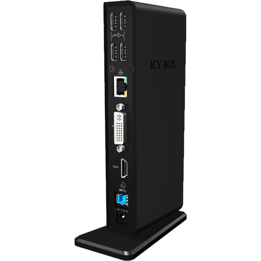 محطة إرساء مزدوجة ICY BOX USB 3.0 IB-DK2241AC 1x DVI 1x HDMI 2048x1152 بكسل شبكة جيجابت 2x USB 3.0 4x USB 2.0 محور صوت 1x USB BC1.2